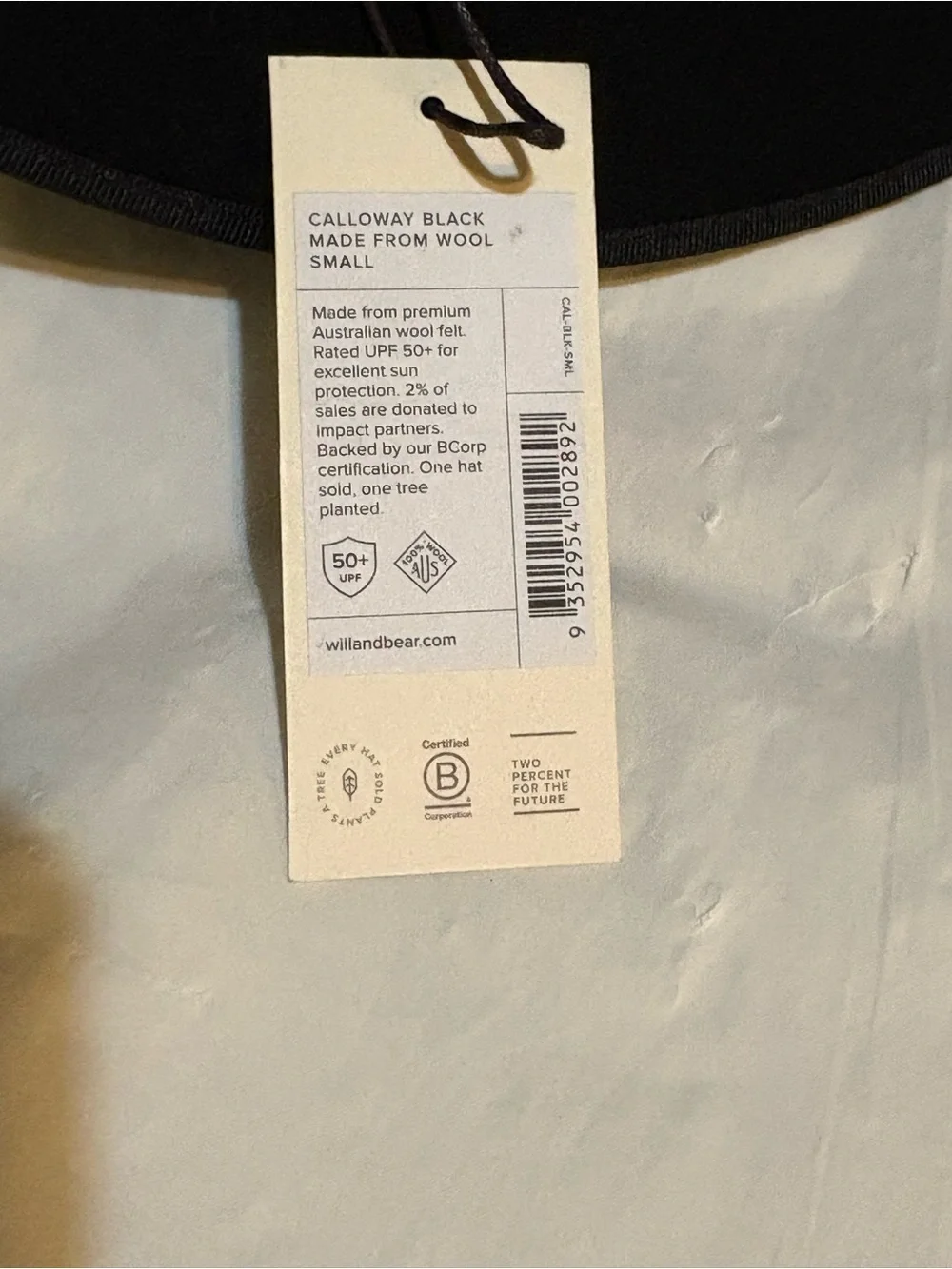 Will+Bear Calloway Black Wool Fedora Hat with Slim Band